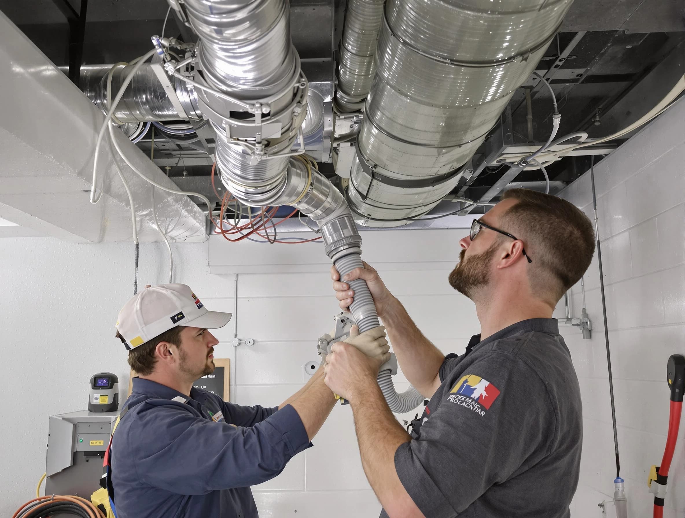 Highland Air Duct Cleaning technician performing thorough AC duct cleaning in Highland