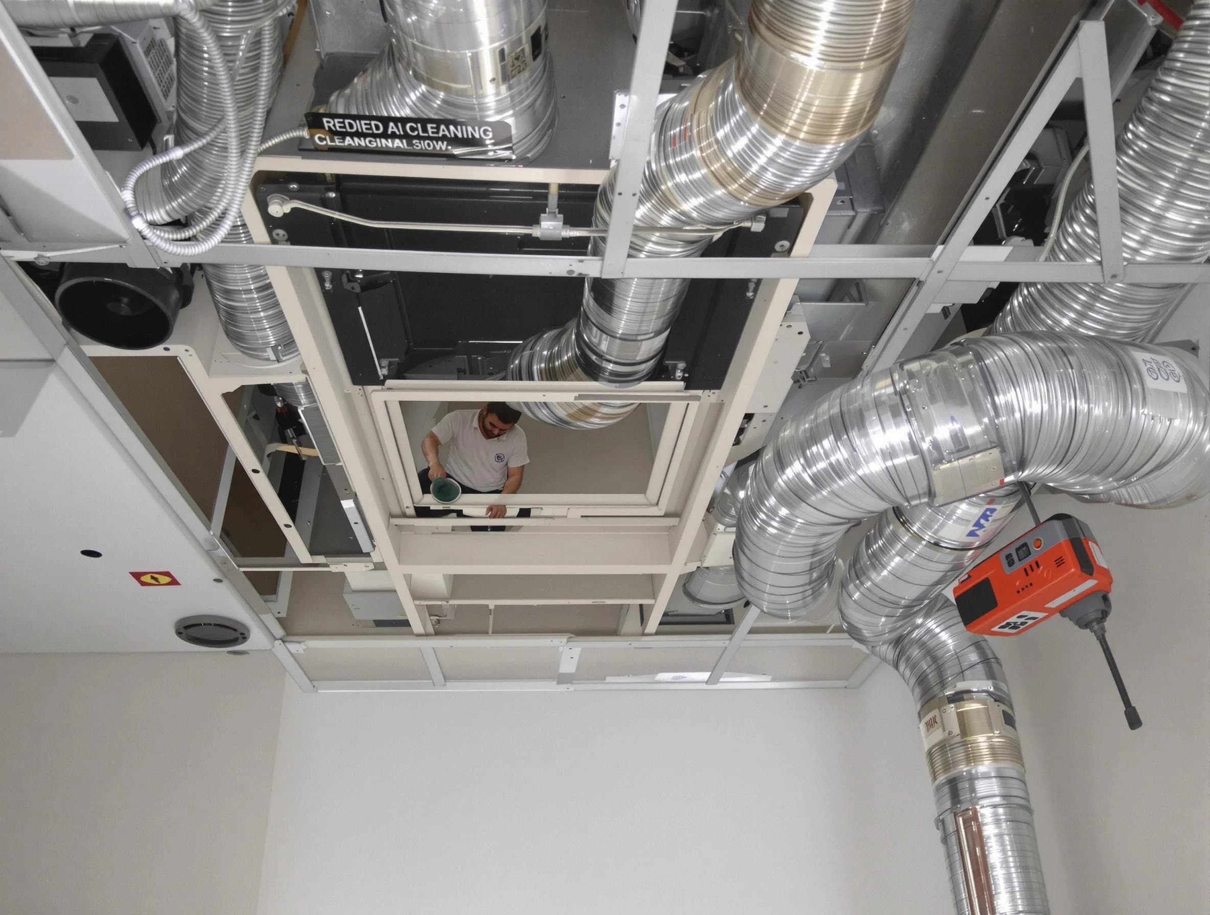 Highland Air Duct Cleaning technician performing detailed central duct system cleaning in Highland
