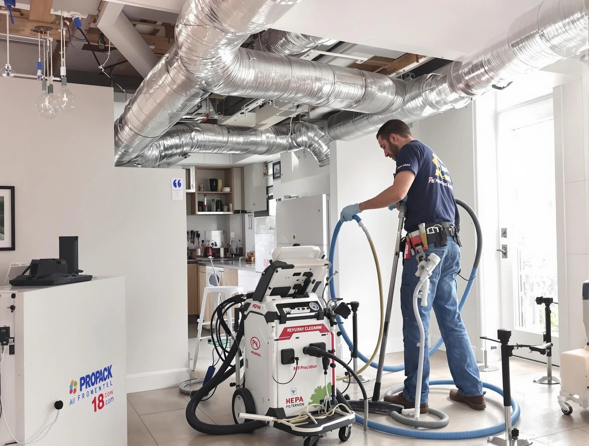 Highland Air Duct Cleaning technician performing advanced pure duct cleaning with specialized equipment in Highland