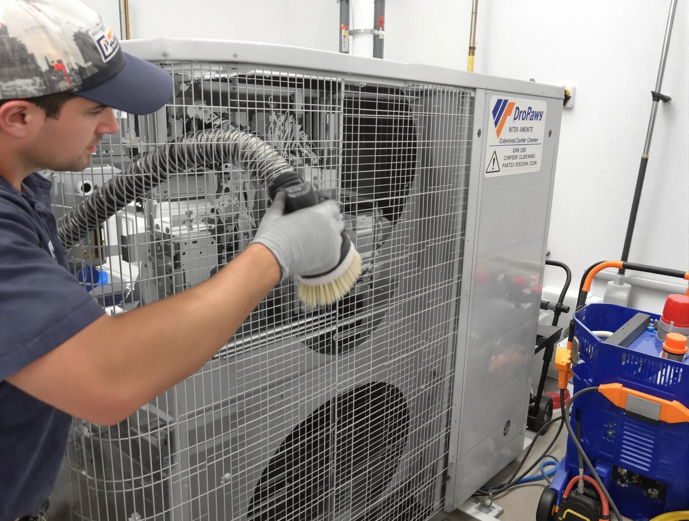 Highland Air Duct Cleaning specialist performing precision AC coil cleaning for improved system performance in Highland