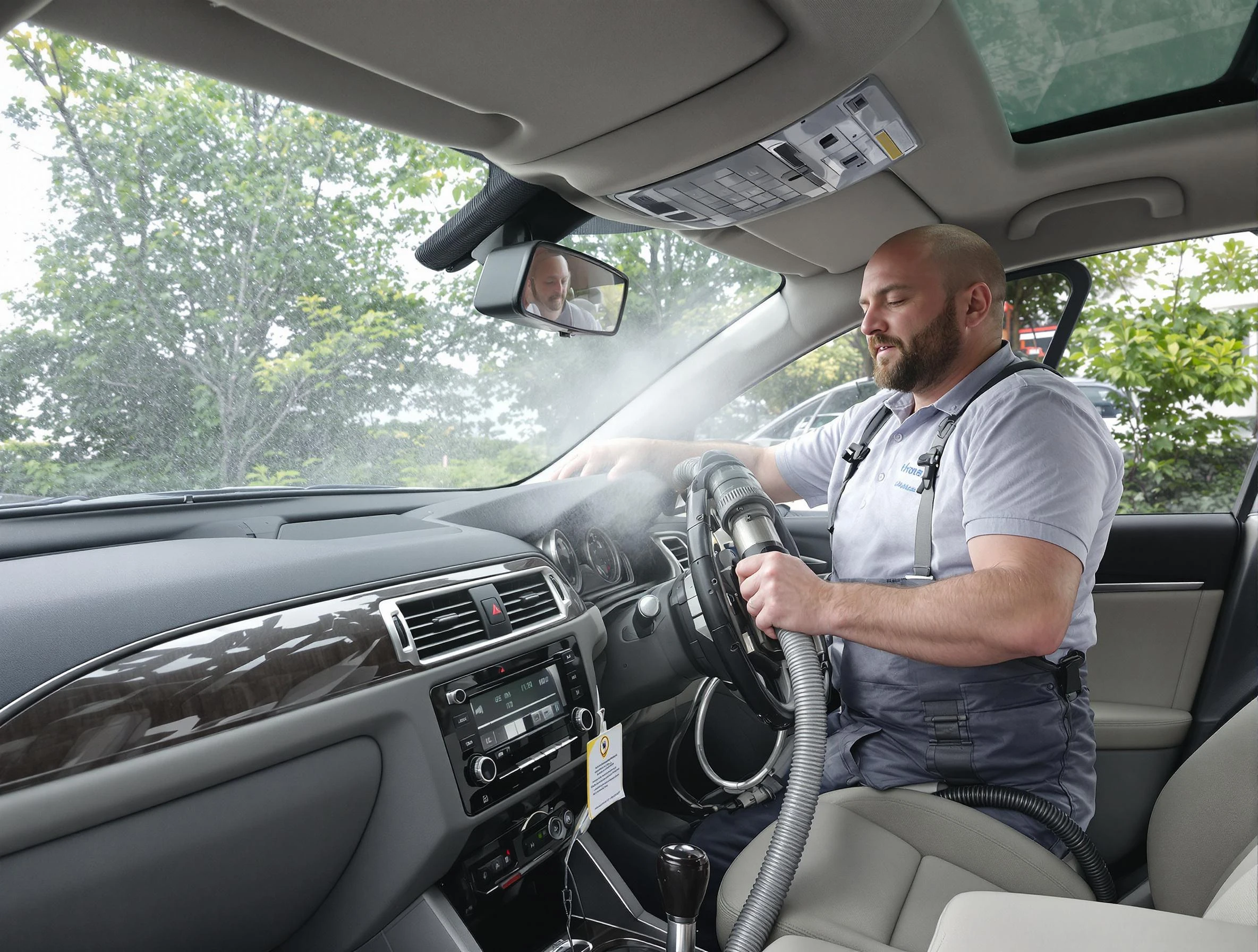 Highland Air Duct Cleaning specialist performing professional car duct cleaning in Highland