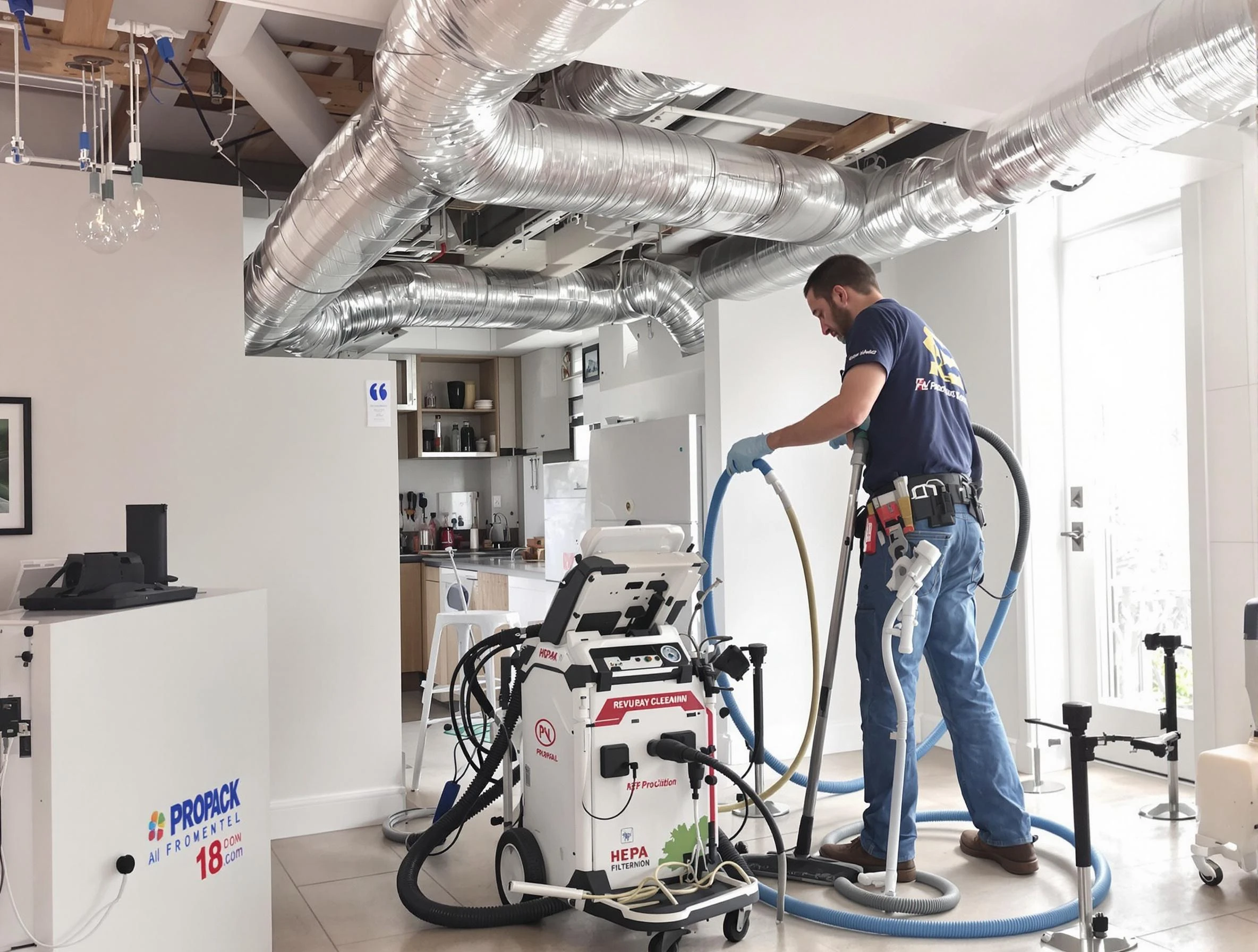 Highland Air Duct Cleaning technician performing advanced pure duct cleaning with specialized equipment in Highland