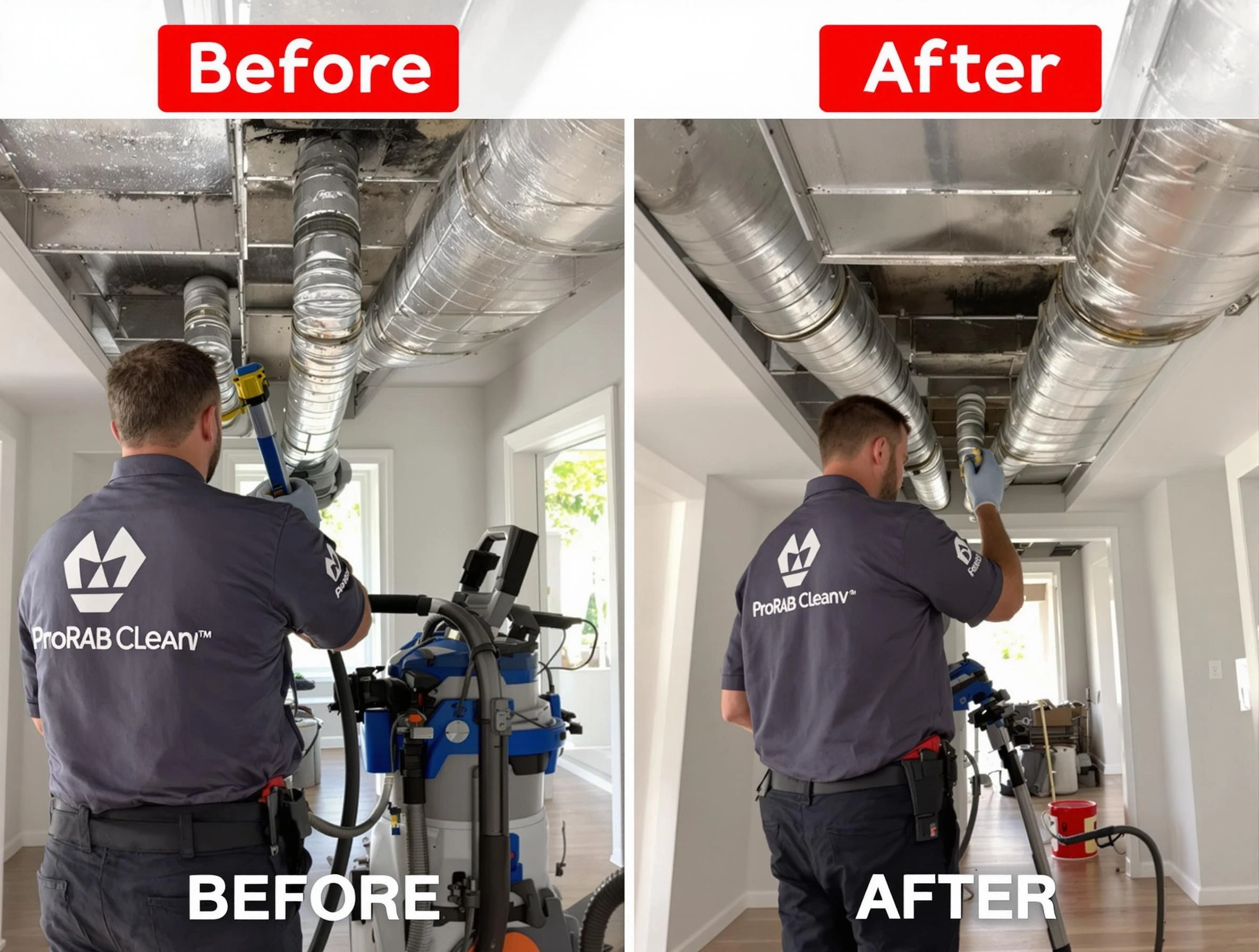 Highland Air Duct Cleaning expert performing thorough residential duct cleaning in a Highland home